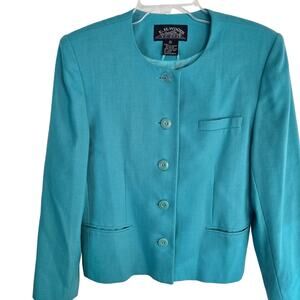 E.H. Woods Women's Blazer 12 Teal 5 Button  Misses Size Large L Coat Jacket